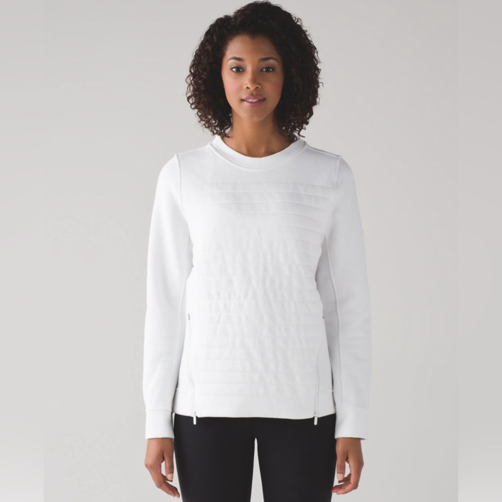lululemon athletica White Crew Neck Quilted Sweatshirt